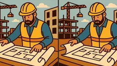 Puzzle: Can You Find 3 Differences in the Picture of a Construction Worker in 19 Seconds?